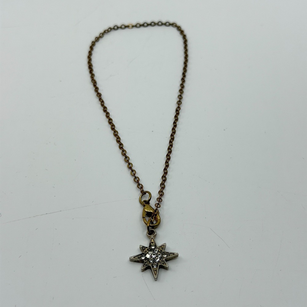 Celestial Star Charm Necklace Gold Tone Rhinestone Boho Layering Accessory Gift